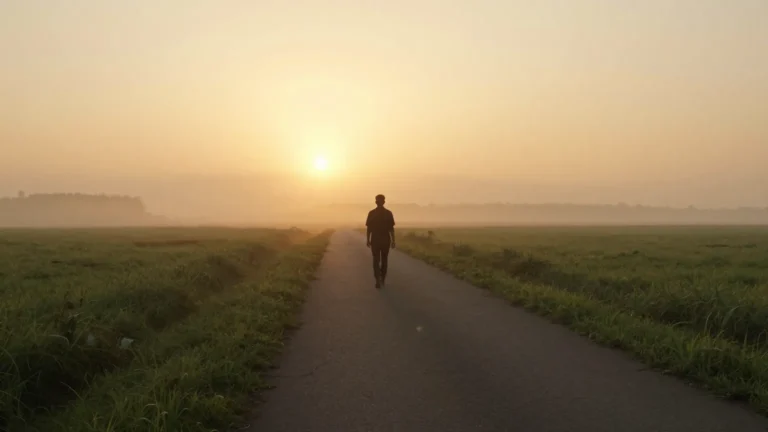 Distant silhouette walking at sunrise representing safe progressive return to exercise after ostomy